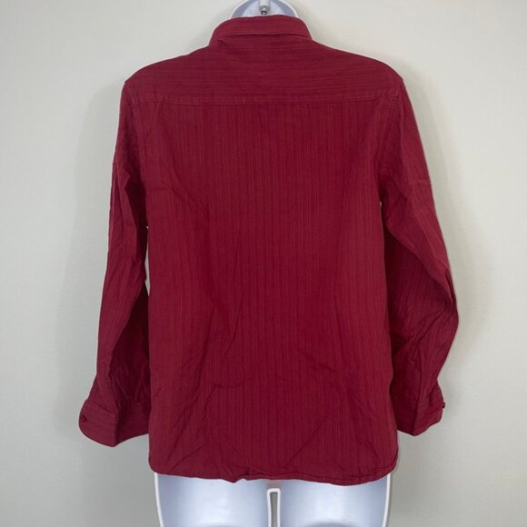 Arrow Womens L Shirt Red Maroon Long Sleeve Career Work Button Up - Picture 6 of 9
